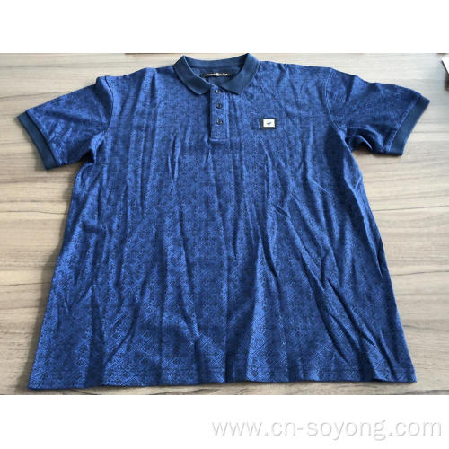 Yarn Dyed Polo Shirts Men's Checker Printed Metal Logo Polo Shirts Factory